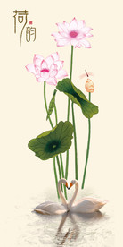 荷韵玄关背景墙