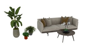 沙发茶几芭叶3d模型