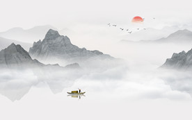 中式水墨山水画