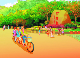 手绘野狸岛珠海美景素材