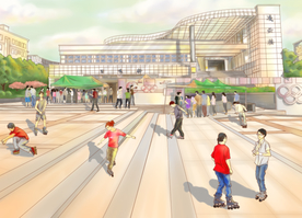 凌云楼实拍手画、手绘城市美景