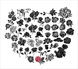 多款玫瑰花实用矢量剪影素材合集