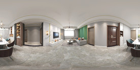 现代轻奢客餐厅全景模型效果图