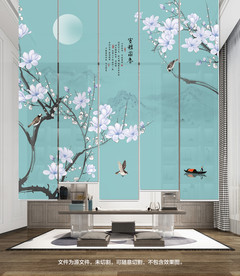 新中式花鸟卷帘