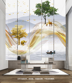 新中式麋鹿卷帘