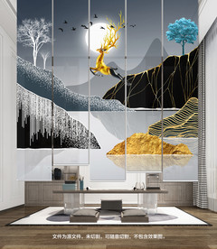 新中式麋鹿卷帘