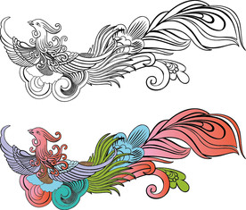 凤凰 线条凤凰 凤凰素材