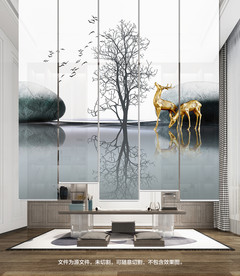 新中式麋鹿卷帘