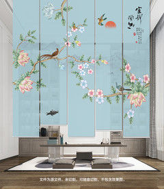 新中式花鸟卷帘