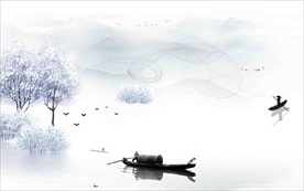 水墨渔家渔舟唱晚