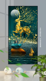 新中式麋鹿装饰画