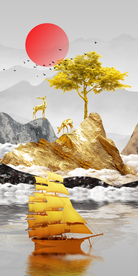 山水玄关装饰画