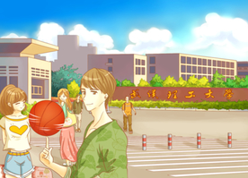 武汉理工学院南门手绘素材