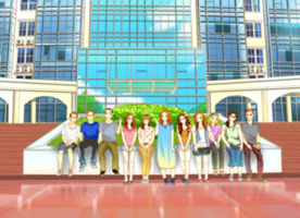 回忆大学时光合影手绘高清素材