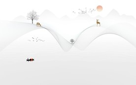 新中式山水背景墙