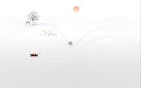 新中式山水飘带背景墙