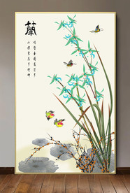 原创玄关兰花装饰画壁画