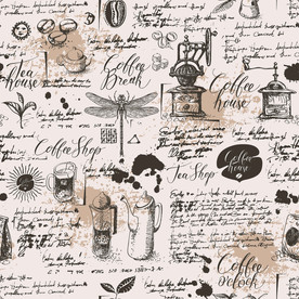 手写英文蜻蜓咖啡