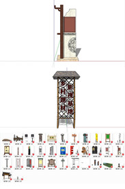 公园，道路指示牌SU模型1
