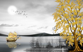 一帆风顺背景墙