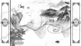 框画中式简约山水 TIF分层