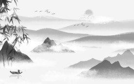 灰色中式山水 TIF分层