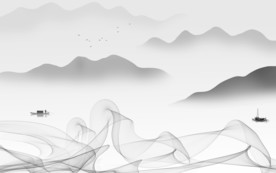 线条大气灰色山水 TIF分层