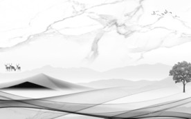 爵士白山水画灰色画 TIF分层