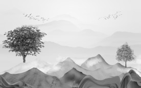 意境中式灰色山水 TIF分层