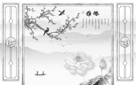 框画中式简约山水 TIF分层