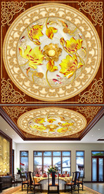 金荷浮雕新中式浮雕吊顶
