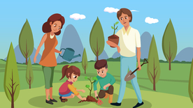 植物节全家人一起去植树