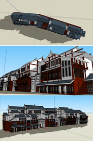 复古商业街SU模型