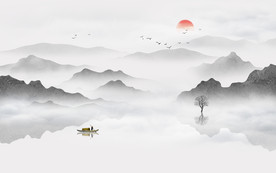 意境水墨山水画