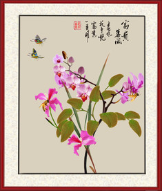 原创蝴蝶花鸢尾花装饰画