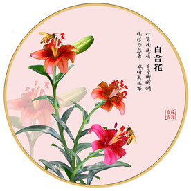 原创百合花装饰画壁画