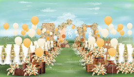 黄色系户外婚礼仪式区