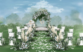 白绿色户外婚礼仪式区