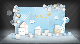 浅蓝色宝宝宴迎宾区