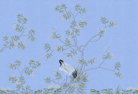 超高清手绘仙鹤背景墙