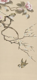 超高清花鸟手绘玄关