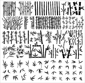 各种竹子竹叶矢量剪影合集