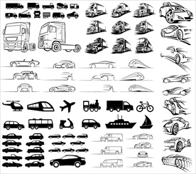 各种车型汽车机船剪影合集