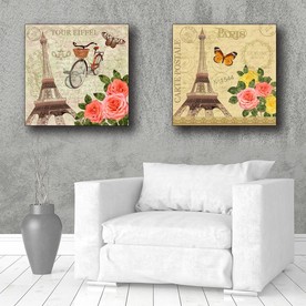 欧式复古建筑花卉装饰画金瓷画