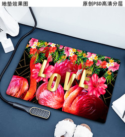 火烈鸟花卉时尚浴室地垫