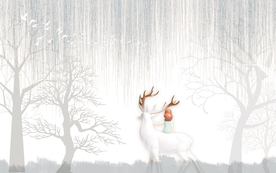 小女孩麋鹿背景