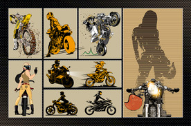 矢量女子摩托骑行系列