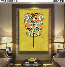 宫廷古风扇子新中式玄关画