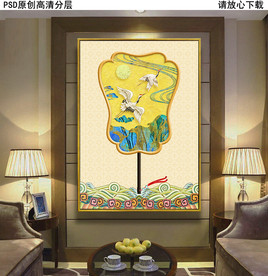 宫廷古风扇子新中式玄关画