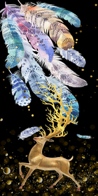 现代羽毛麋鹿晶瓷玄关装饰画